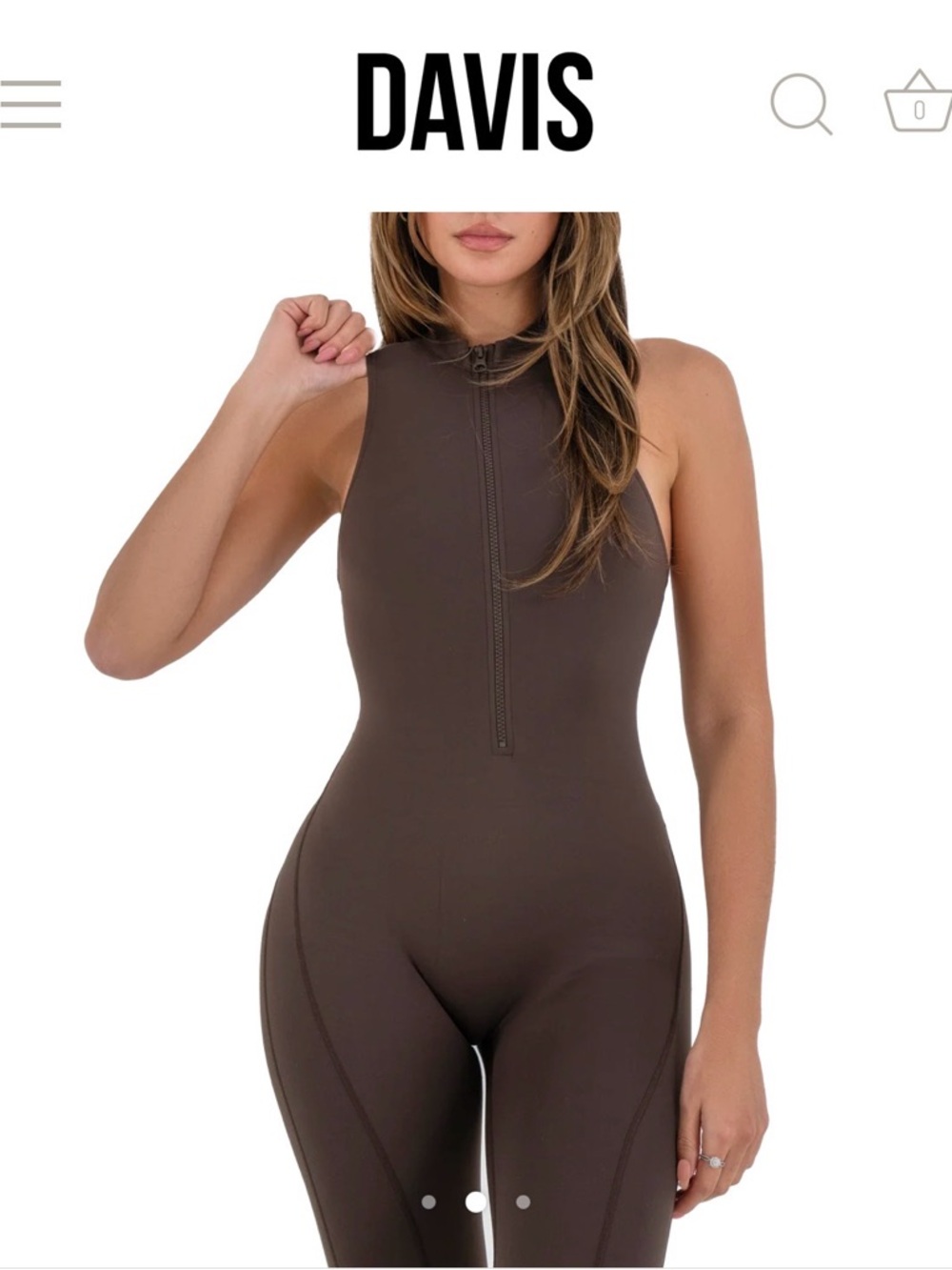 DAVIS ACTIVE Zip Jumpsuit Chocolate
